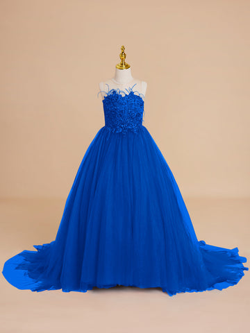 Ball-Gown/Princess Tulle Sweep Train Flower Girl Dress