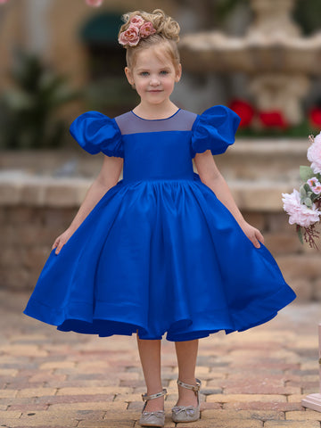 Ball-Gown/Princess Satin Knee-length Flower Girl Dress