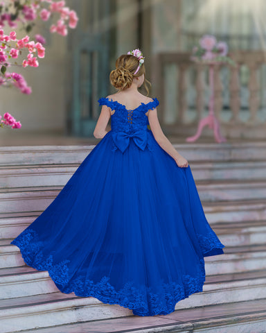 Ball-Gown/Princess Lace Sweep Train Pink Birthday Dress