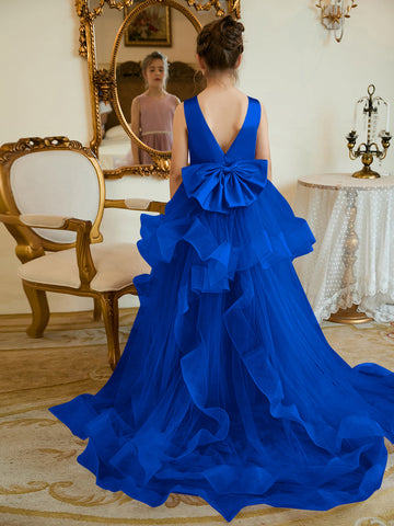 Ball-Gown/Princess Satin Tulle Floor-length Flower Girl Dress