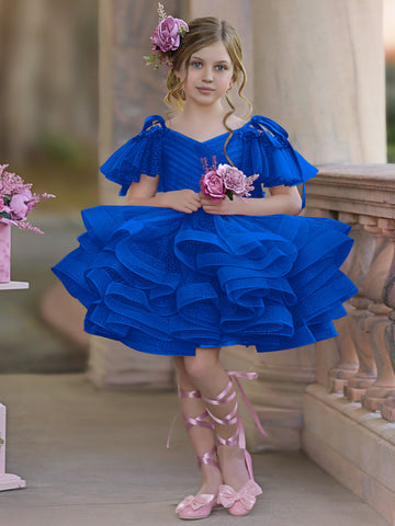 Ball-Gown/Princess Tulle Knee-length Birthday Flower Girl Dress