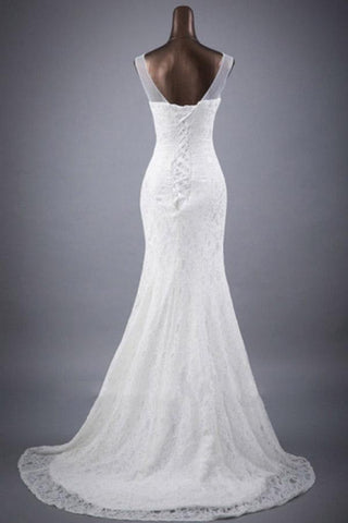 Scoop Neck Appliques Lace Trumpet/Mermaid Wedding Dress WD154