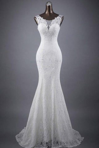 Scoop Neck Appliques Lace Trumpet/Mermaid Wedding Dress WD154