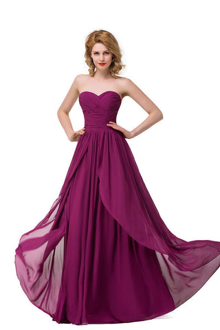 Sexy A-line Floor-length Sweetheart Ruffle Chiffon Bridesmaid Dresses