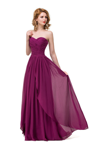 Sexy A-line Floor-length Sweetheart Ruffle Chiffon Bridesmaid Dresses