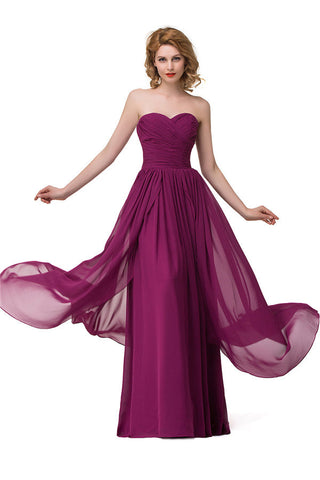 Sexy A-line Floor-length Sweetheart Ruffle Chiffon Bridesmaid Dresses
