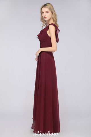 Sexy One-Shoulder Sweetheart Sleeveless Bridesmaid Dress Ruffles Beach Wedding Party Dress