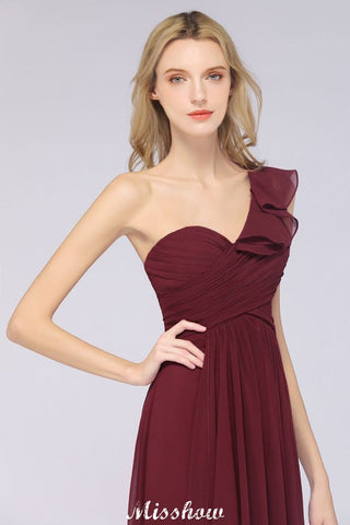 Sexy One-Shoulder Sweetheart Sleeveless Bridesmaid Dress Ruffles Beach Wedding Party Dress
