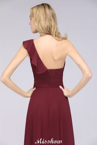 Sexy One-Shoulder Sweetheart Sleeveless Bridesmaid Dress Ruffles Beach Wedding Party Dress