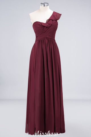 Sexy One-Shoulder Sweetheart Sleeveless Bridesmaid Dress Ruffles Beach Wedding Party Dress