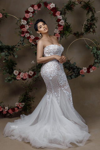 Sexy Sweetheart Sleeveless Lace Mermaid Wedding Dress With Applique