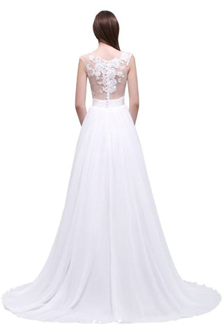 Sheath Sheer Lace Chiffon Beach Wedding Dresses