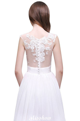 Sheath Sheer Lace Chiffon Beach Wedding Dresses
