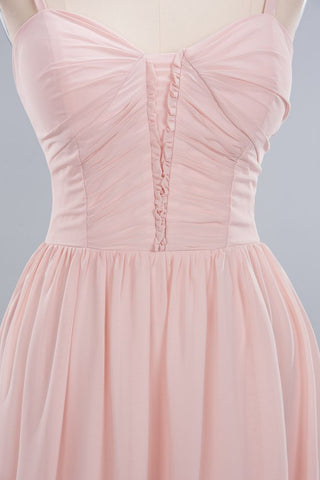 Sheer Spaghetti Straps aline Prom Dresses | Simple Chiffon Sleeveless Evening Dresses