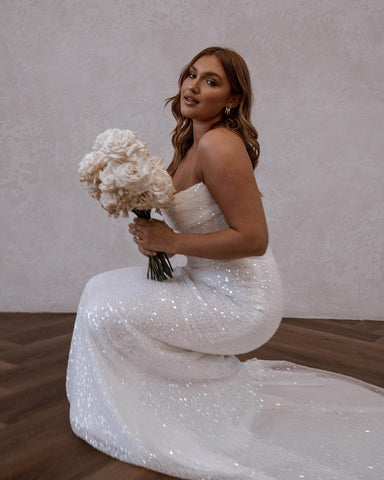 Simple Off-the-shoulder Glitter Mermaid Wedding Dresses