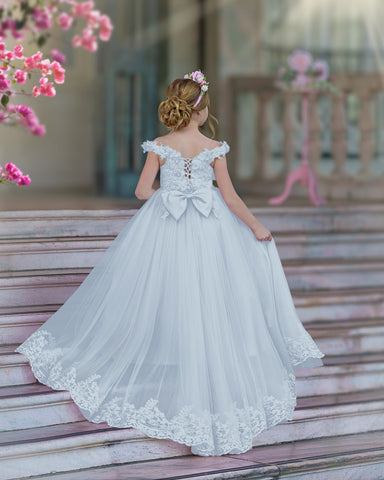 Ball-Gown/Princess Lace Sweep Train Pink Birthday Dress