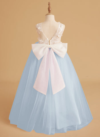 Dream Princess Sleeveless Lace and Tulle with Beading Flower Girl Dress