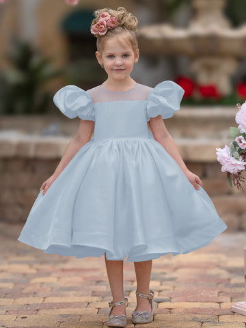Ball-Gown/Princess Satin Knee-length Flower Girl Dress