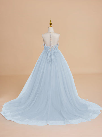 Ball-Gown/Princess Tulle Sweep Train Flower Girl Dress