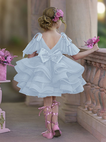 Ball-Gown/Princess Tulle Knee-length Birthday Flower Girl Dress