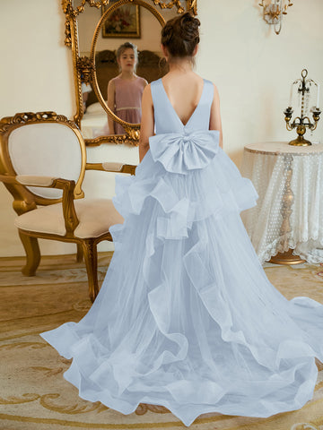 Ball-Gown/Princess Satin Tulle Floor-length Flower Girl Dress