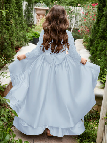 A-line Satin Asymmetrical Flower Girl Dress