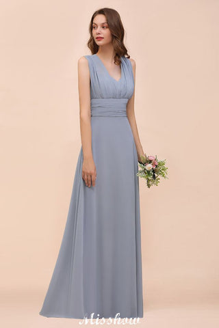 Sleeveless A-line Bridesmaid Dress Floor-Length Formal Dress