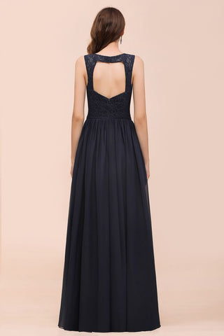 Sleeveless Black A-line Evening Maxi Dress Chiffon Bridesmaid Dress Formal Dress