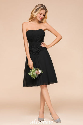 Sleeveless Black Tie Affair Special Occasion Dress Mini Bridesmaid Dress