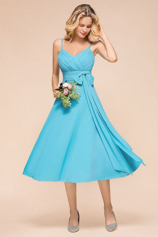 Sleeveless Chiffon Ankle Length Bridesmaid Dress Mini Beach Wedding Guest Dress