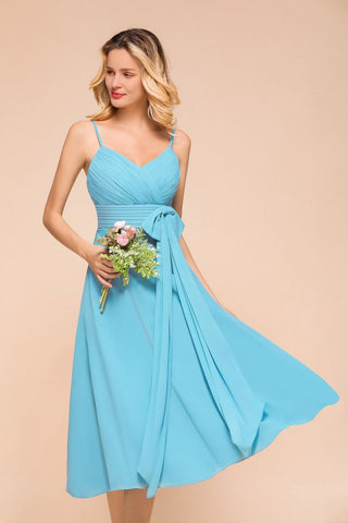 Sleeveless Chiffon Ankle Length Bridesmaid Dress Mini Beach Wedding Guest Dress