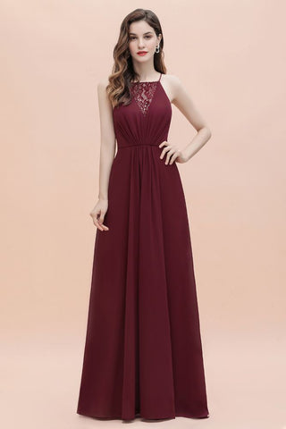 Spaghetti Bateau Aline Evening Maxi Dress Sequins Chiffon Bridesmaid Dress