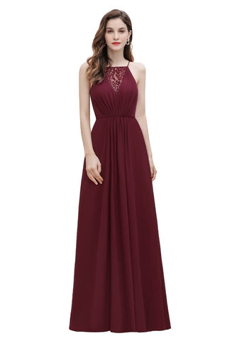 Spaghetti Bateau Aline Evening Maxi Dress Sequins Chiffon Bridesmaid Dress