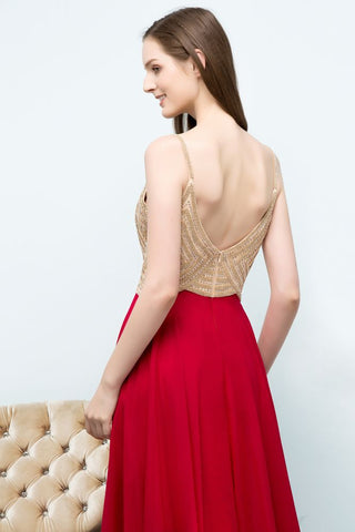 Spaghetti Floor Length A-line Beading Burgundy Prom Dresses