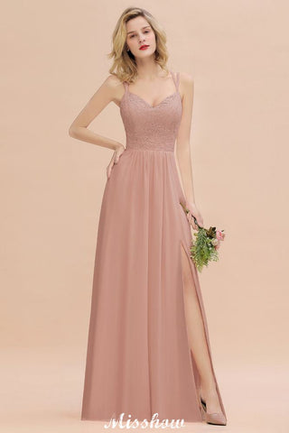 Spaghetti Slim Side Split Bridesmaid Dress Sky Blue V-Neck Wedding Party Dress