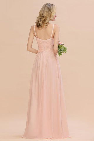 Spaghetti Straps Aline Bridesmaid Dress Sweetheart  Chiffon Swing Evening Dress