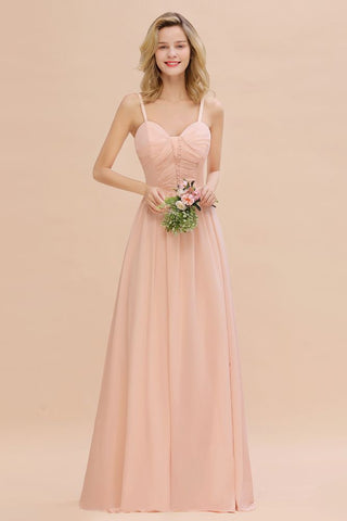 Spaghetti Straps Aline Bridesmaid Dress Sweetheart  Chiffon Swing Evening Dress