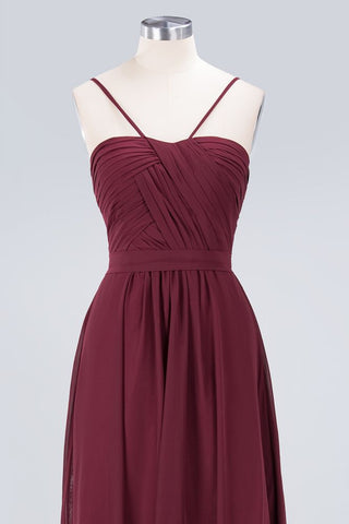 Spaghetti-Straps Backless Bridesmaid Dress  Ruffles Chiffon Wedding Party Dress