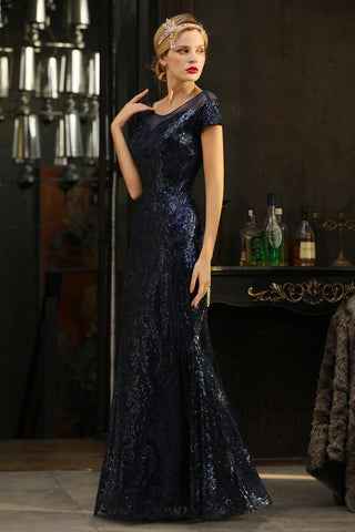Robe de soirée sirène à sequins scintillants, style années 20, longueur au sol