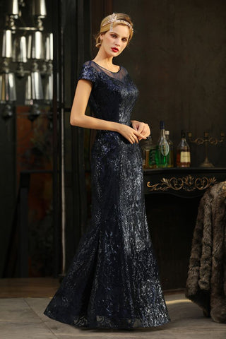 Robe de soirée sirène à sequins scintillants, style années 20, longueur au sol