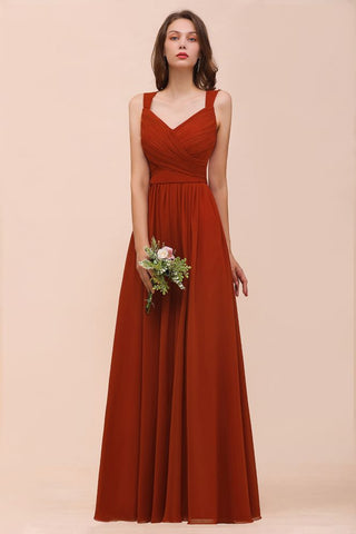 Strap Slim Floor Length Evening Dress for Bride Bridesmaid Dress