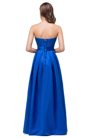 Strapless A-line  Lace-up Floor-length Appliques Bridesmaid Dresses