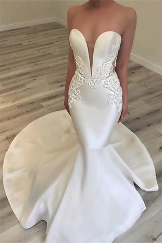 Strapless Appliques Wedding Dress New Arrival Mermaid Dresses for Weddings