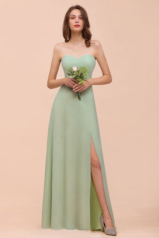 Strapless Chiffon Formal Bridesmaid Dress Elegant Maxi Maid of Honor Dress
