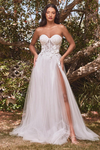Strapless Floral Wedding Dress
