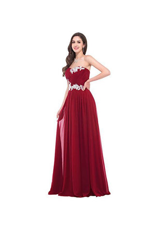 Strapless Long Evening Dress with Appliques Prom Dresses PG276