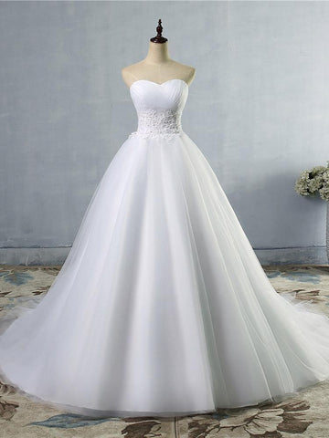 Strapless s Princess Wedding Dress Sleeveless Bridal Wears weep Train