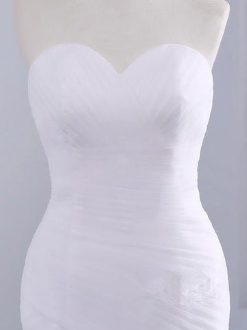 Strapless Sweetheart Mermaid Wedding Dress Lace Ruffless Tulle Bridal Wears