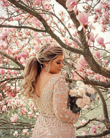 Stunning Long Mermaid V-neck Lace Front Slit Wedding Dress with Sleeves