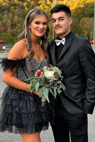 A Line Off the Shoulder Homecoming Dress with Beading